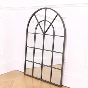 large metal framed big full length arch wall hanging window grid mirror Decoration for Living Room