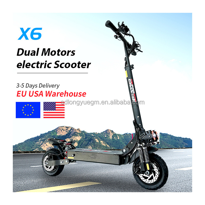 Powerful 1200w*2 Dual motor 10 inch Off Road Tire 48V/52V Folding Electric Scooter For Adults Two Wheels Foldable E scooters