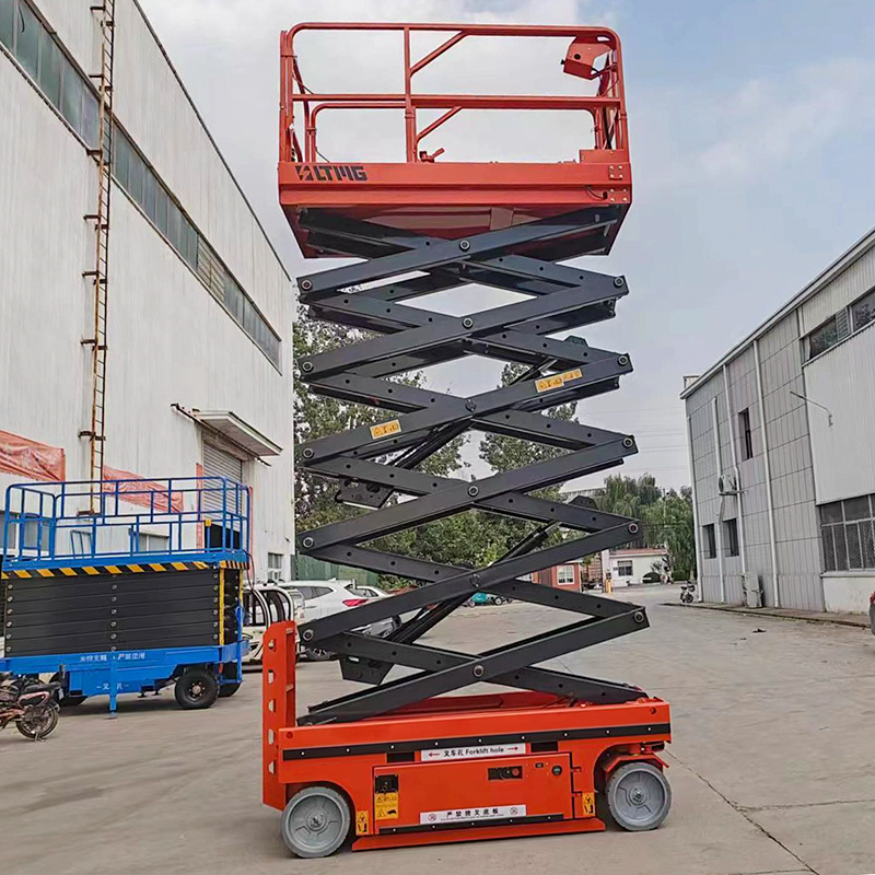 lead acid lithium li-on battery Lifting Hydraulic wheel Scissor Lift with support leg