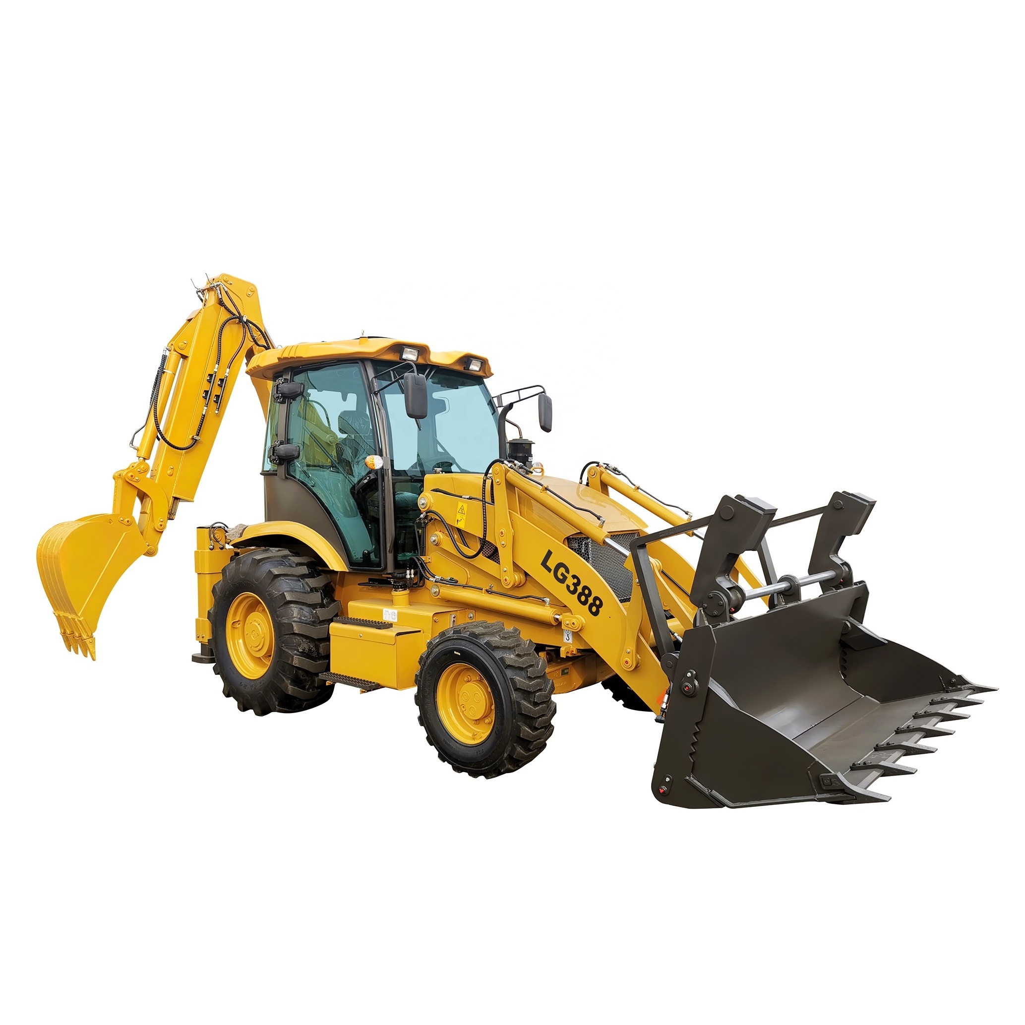 LUGONG LG388 Wheel Backhoe Loader Small Digger and Loader Construction Purpose Earth-Moving Machinery