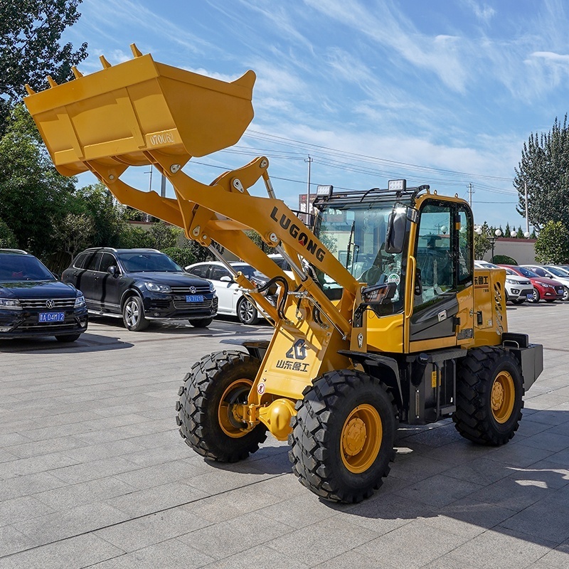 LUGONG T916 Wheel Loader for Garden/farm/small/mini China Manufacturer Compact Articulated Multifunctional 4wd 0.6t Tyre 1200mm