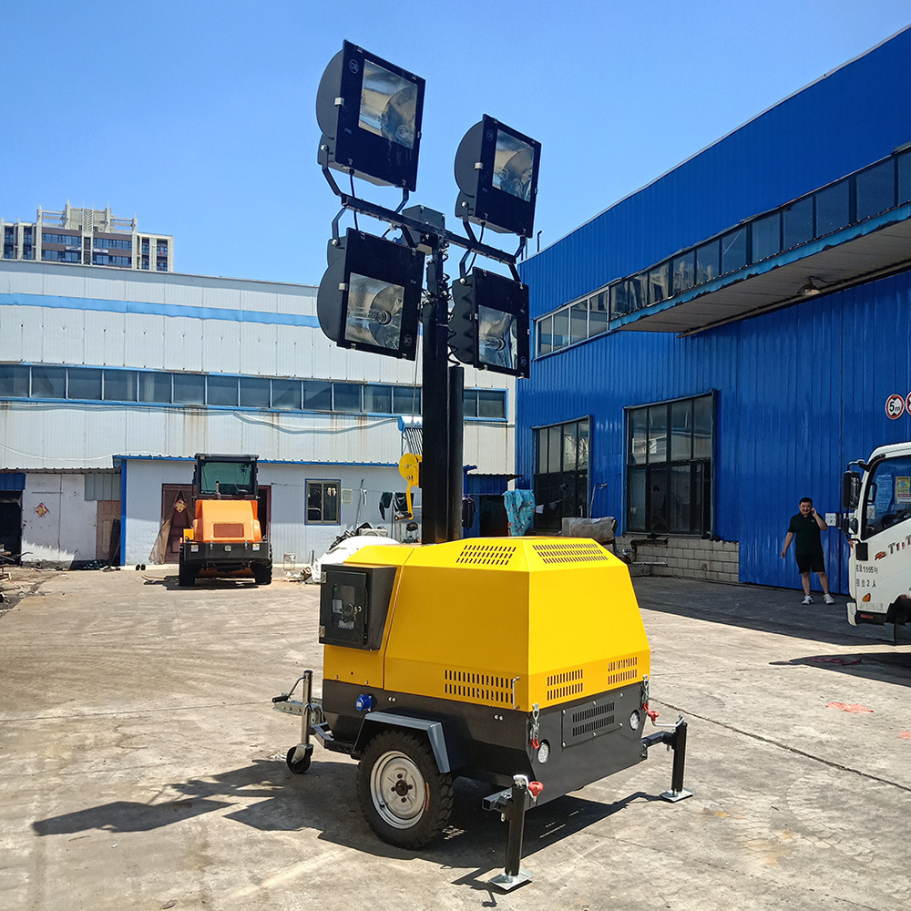 5m 7m 9m Light Tower Diesel 4*400w Led/4*1000w Metal Halide Lamp Outdoor Lighting Equipment Tower Lights