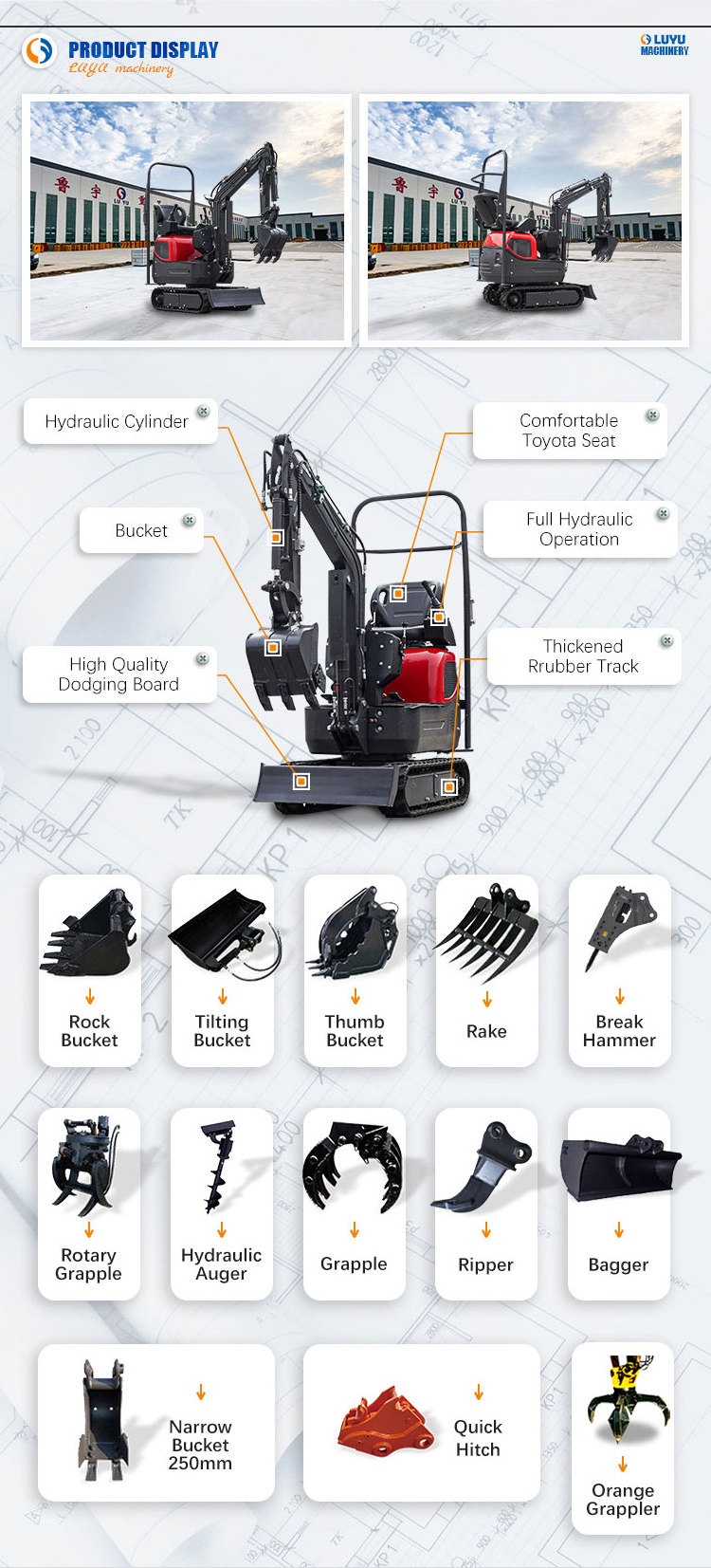 Hot Sale Mini Excavator Digging Hydraulic Small Micro Digger With Extension Crawlers And Swing Arm