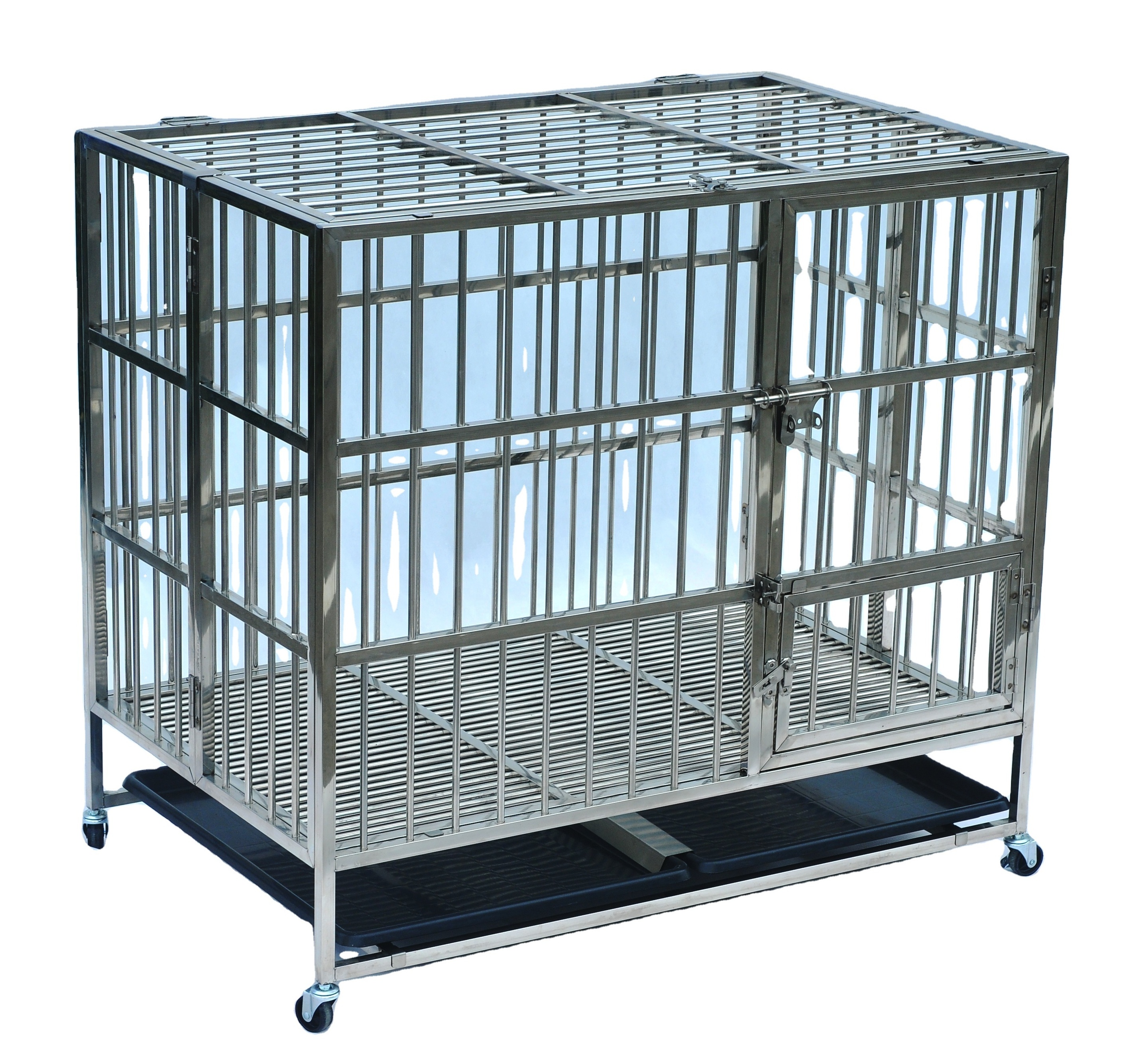 Large Heavy Duty Stainless Steel Metal Cage Dog Kennel Dog cage stainless large pet carrier for sale folding