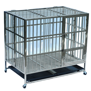 Large Heavy Duty Stainless Steel Metal Cage Dog Kennel Dog cage stainless large pet carrier for sale folding