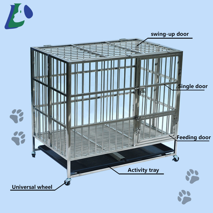 Large Heavy Duty Stainless Steel Metal Cage Dog Kennel Dog cage stainless large pet carrier for sale folding