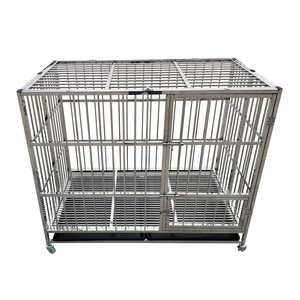 2024 Hot Sales Various sizes stainless steel dog cage dog cages metal kennels outdoor cage for dogs with Wheels Portable Crate