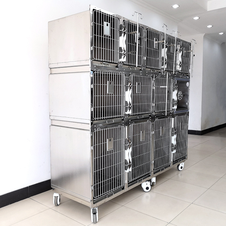 Animal stainless steel pet Cage Suppliers Big size 3 layer cat pet cage house veterinary cat and dog vet cage banks