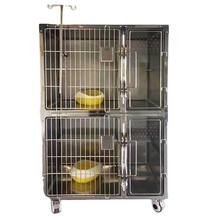 Wholesales Large Luxury Stainless Steel Cat Cage Veterinary Vet Hospital Stainless Steel Infrared Therapy Cage for Cat