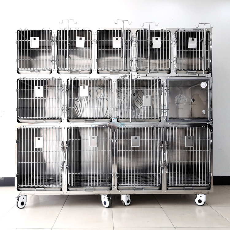 Animal stainless steel pet Cage Suppliers Big size 3 layer cat pet cage house veterinary cat and dog vet cage banks