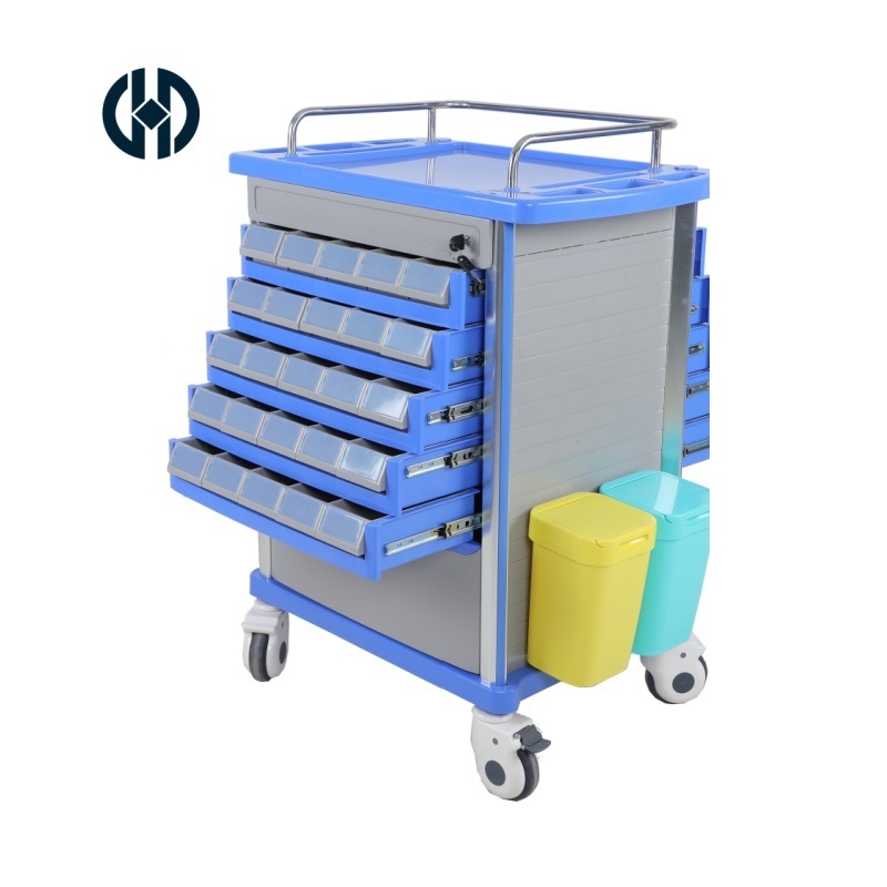 Manhua Medical Trolley Cart Daily Care Used Drug Delivery Trolley Cart 50 Channel Durable Treatment Trolley