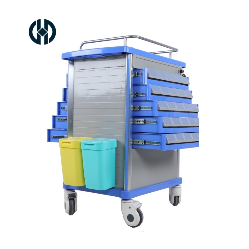 Manhua Medical Trolley Cart Daily Care Used Drug Delivery Trolley Cart 50 Channel Durable Treatment Trolley