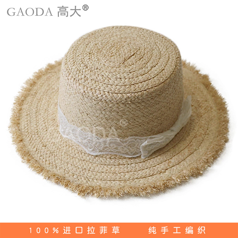 A custom fashion ladies church knitted straw hats