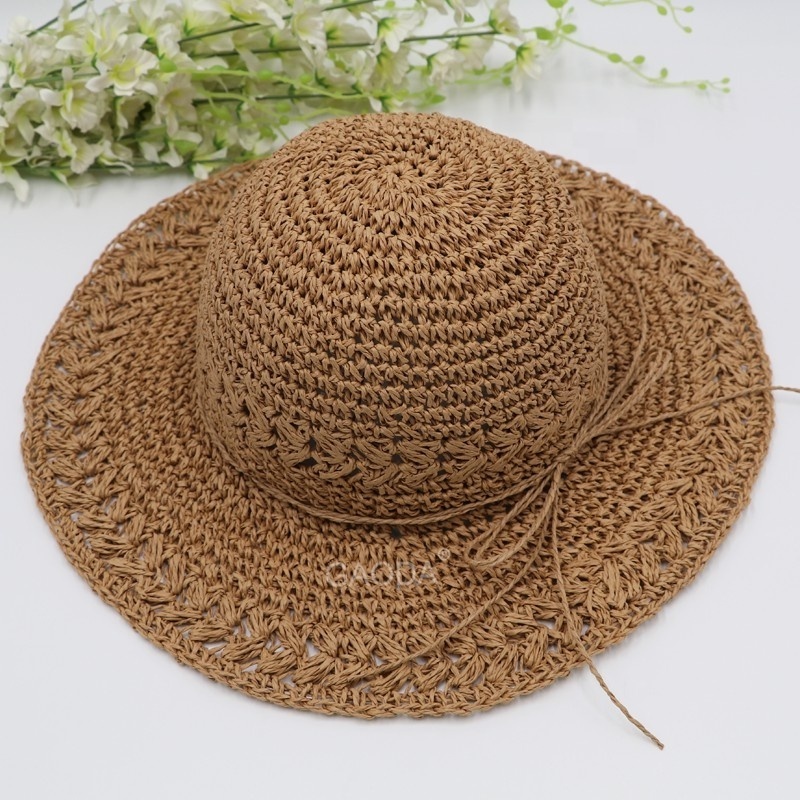 wholesale paper chinese summer beach church white straw hat hats lady for women