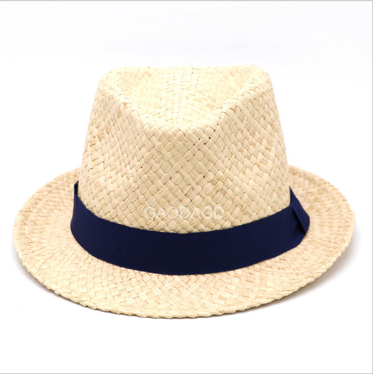 C Wholesale raffia straw fedora hat with medium brim