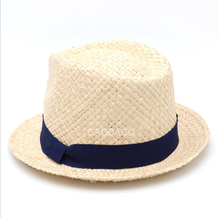 C Wholesale raffia straw fedora hat with medium brim