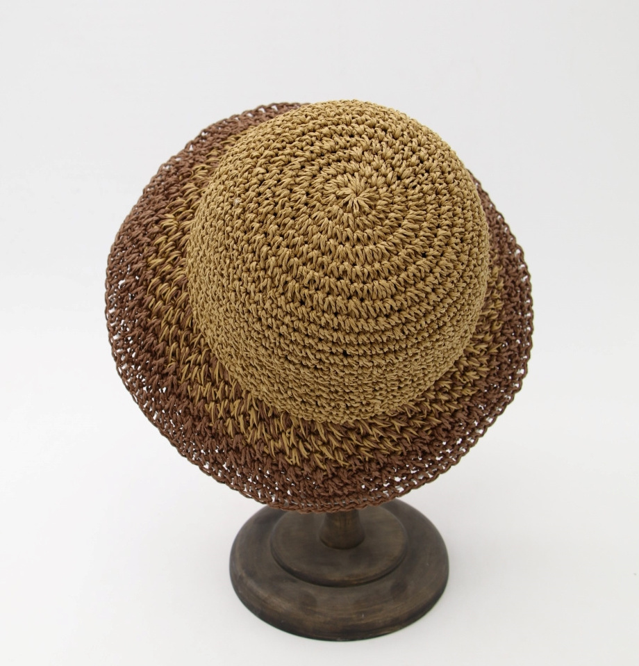 Maohong Gaoda Custom Private Label Paper Straw Crochet Sun Maohongisor Foldable Cloche Hat