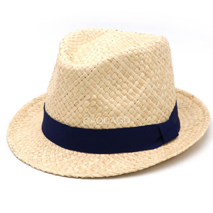 C Wholesale raffia straw fedora hat with medium brim