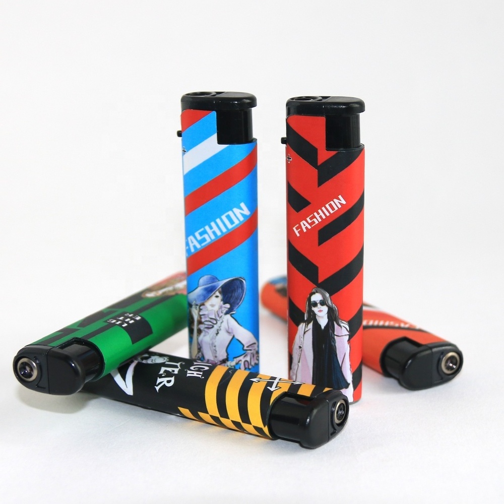 80 mm slim Wind-Proof Refillable Electronic Lighter with for Smoking