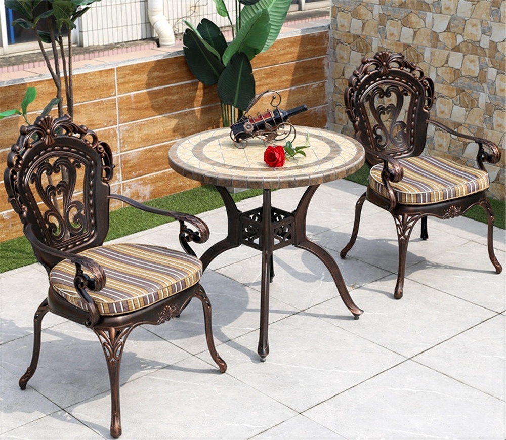 Aluminum Metal Bistro Sets Patio Chair Set Furniture Cast Antique Outdoor Garden Patio Table