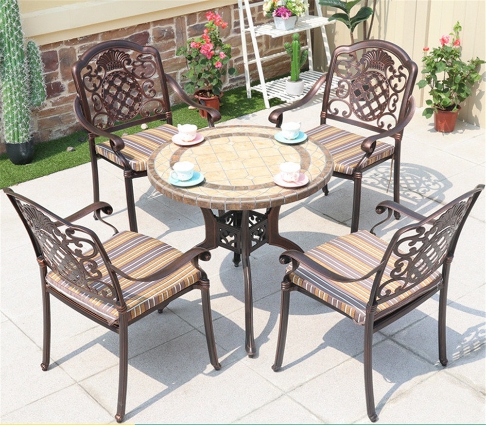 Aluminum Metal Bistro Sets Patio Chair Set Furniture Cast Antique Outdoor Garden Patio Table