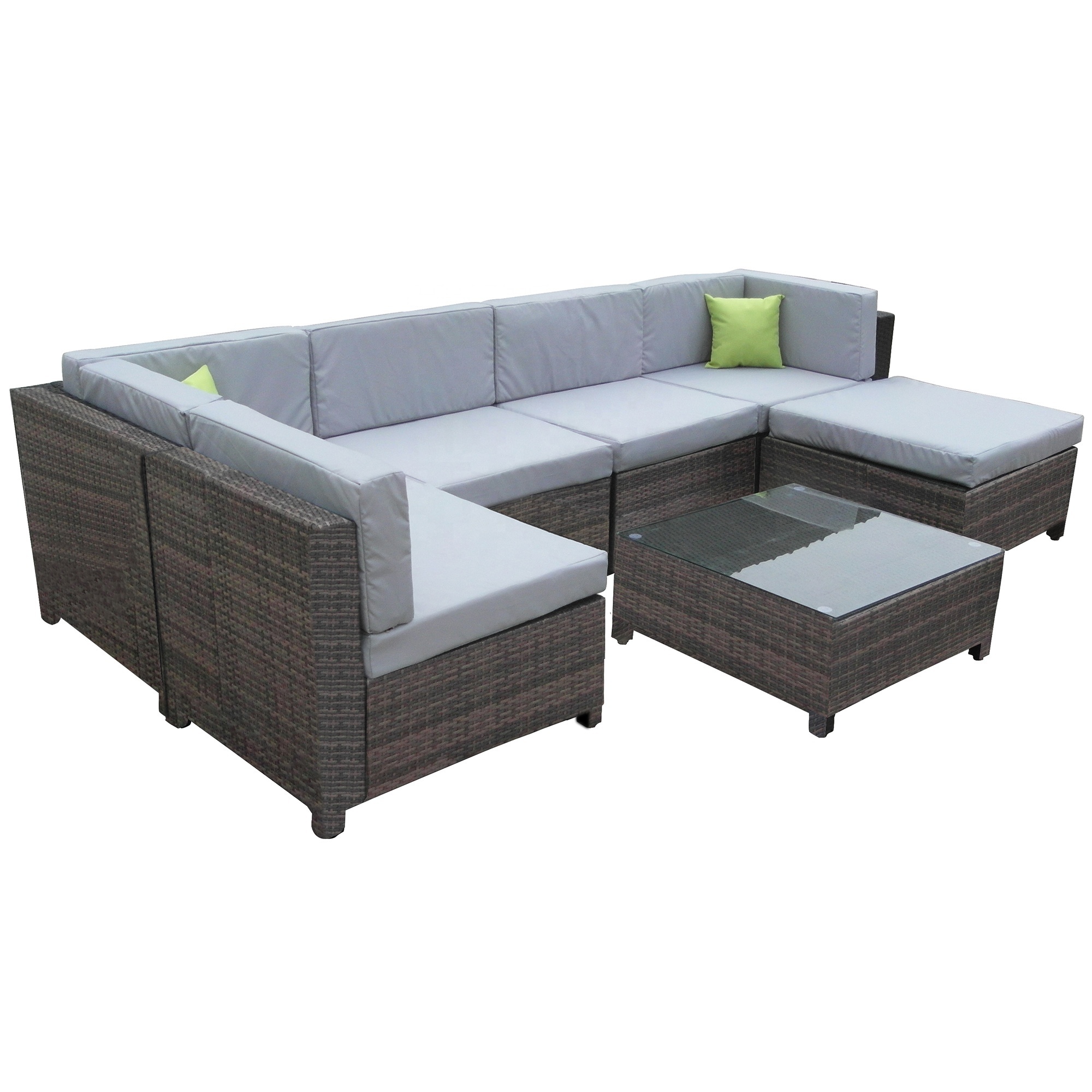 Rattan Furniture Sofa Grey Rattan Wicker Sectional Garden Sofas Outdoor Garden Patio Furniture Modern Furniture Outdoor