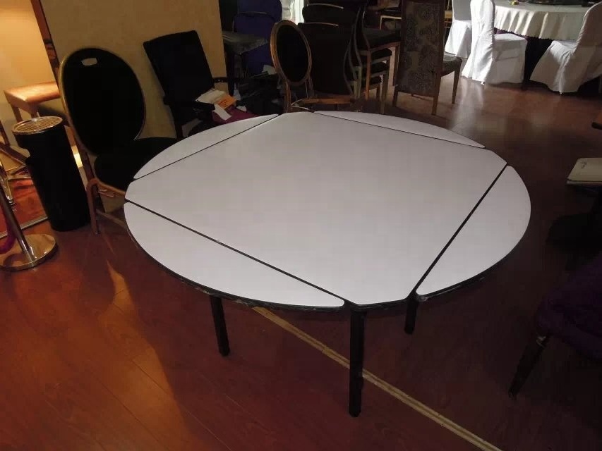 PVC Folding Dinner Round Table for 10 people banquet plywood table Restaurant Wedding Round Dining Banquet Folding Table