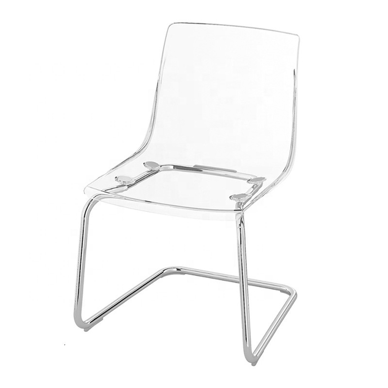 Modern Acrylic Transparent Clear Dining Chair Stainless Steel Frame Plastic Dining Chair Mid Century Victoria Chair