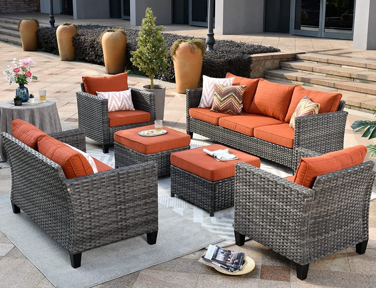 Garden Furniture Outdoor Furniture Sets Modern Wicker Patio Furniture Sectional with Loveseat All Weather Garden Patio Sofa