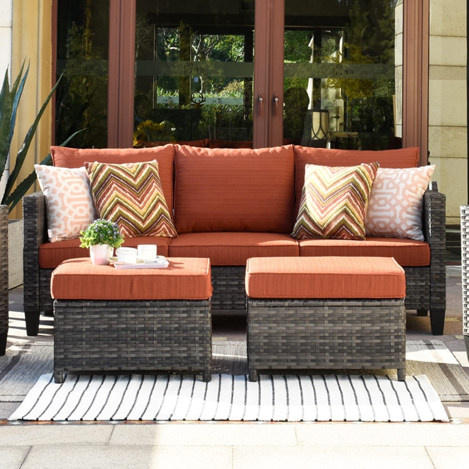 Garden Furniture Outdoor Furniture Sets Modern Wicker Patio Furniture Sectional with Loveseat All Weather Garden Patio Sofa