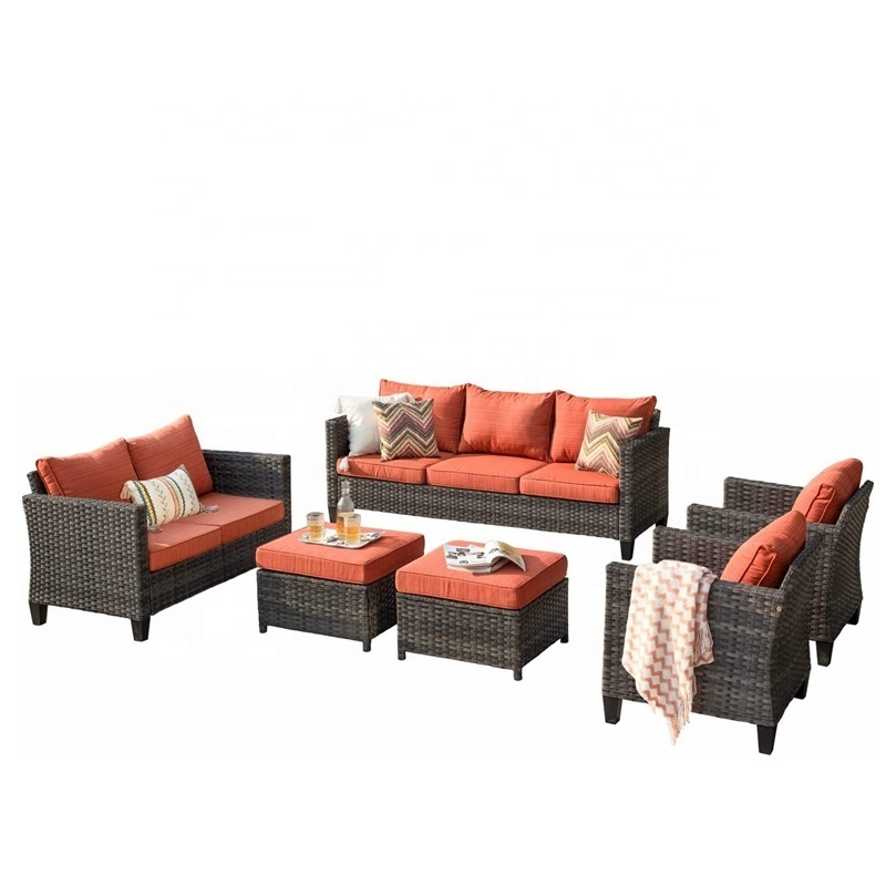 Garden Furniture Outdoor Furniture Sets Modern Wicker Patio Furniture Sectional with Loveseat All Weather Garden Patio Sofa