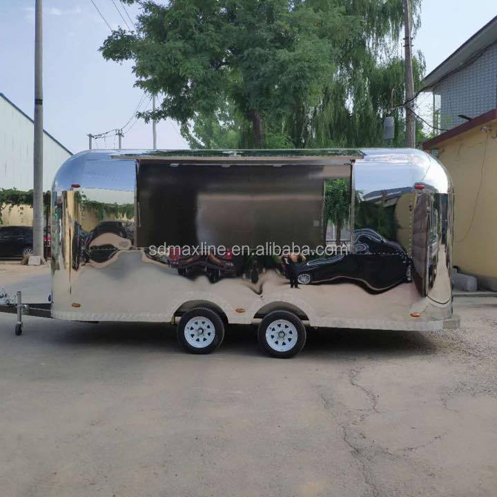 Big Size Stainless Steel Trailers For Sale Factory Designed Catering Airstream Fast Food Truck