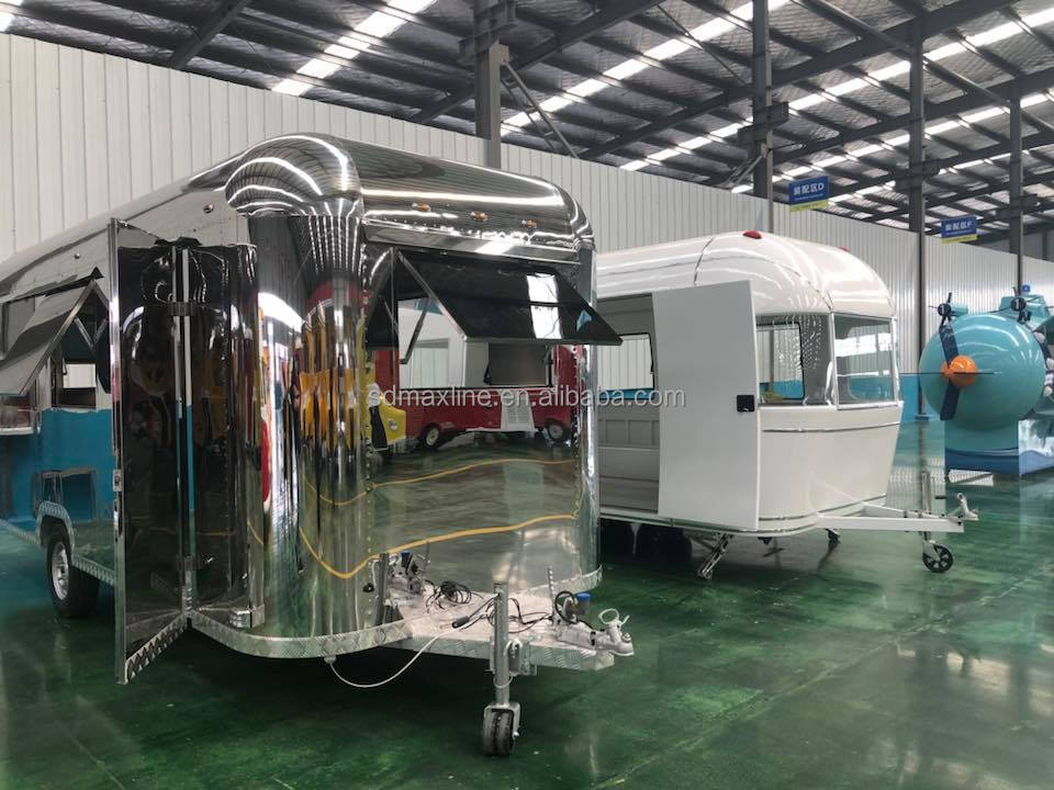 Big Size Stainless Steel Trailers For Sale Factory Designed Catering Airstream Fast Food Truck