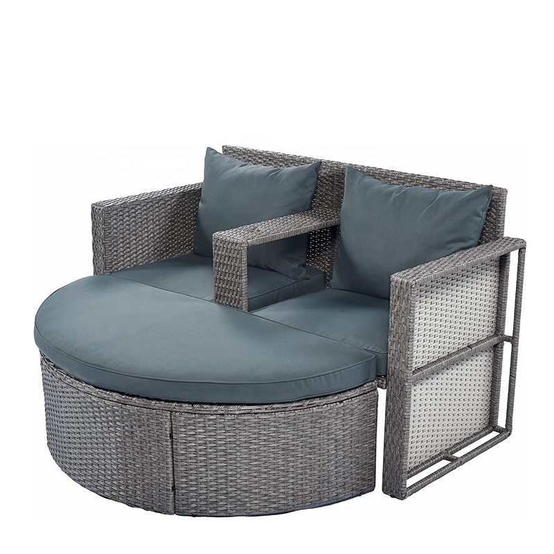 2-Piece Outdoor Wicker Sectional Sofa Set PE Wicker Patio Furniture Corner Sofa with Half-Moon Set for Porch Deck Garden