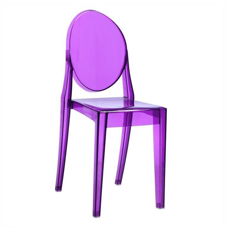 Transparent Purple Acrylic Plastic Armless Ghost Chairs for Dining