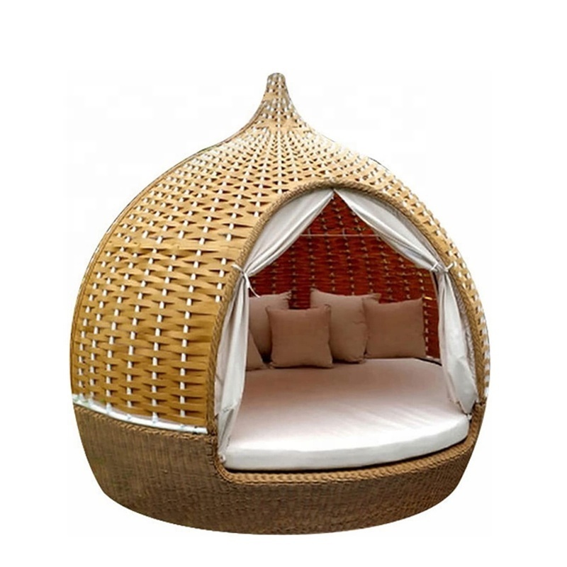 Rattan Birdcage Bed Sofa Patio Lazy Round Daybed Furniture For Garden Backyard Swimming Pool Outdoor Rattan Wicker Sun Loungers