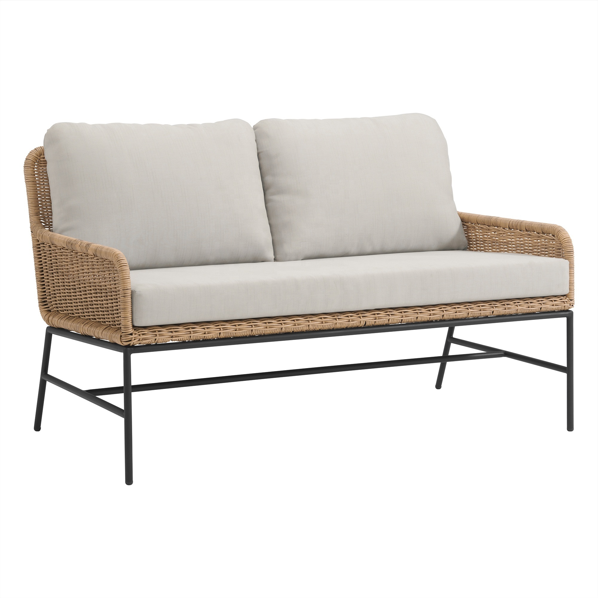 Patio Furniture Aluminum Loveseat All-Weather Outdoor Rope 2 Seats Sofa