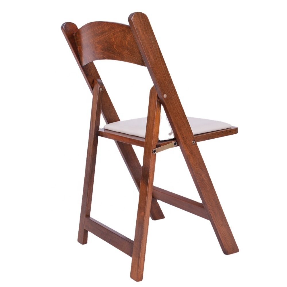 Wimbledon White Outdoor Folding Chair America Seat Padded Brown Wood Resin Folding Chair For Event And Weddings Rental