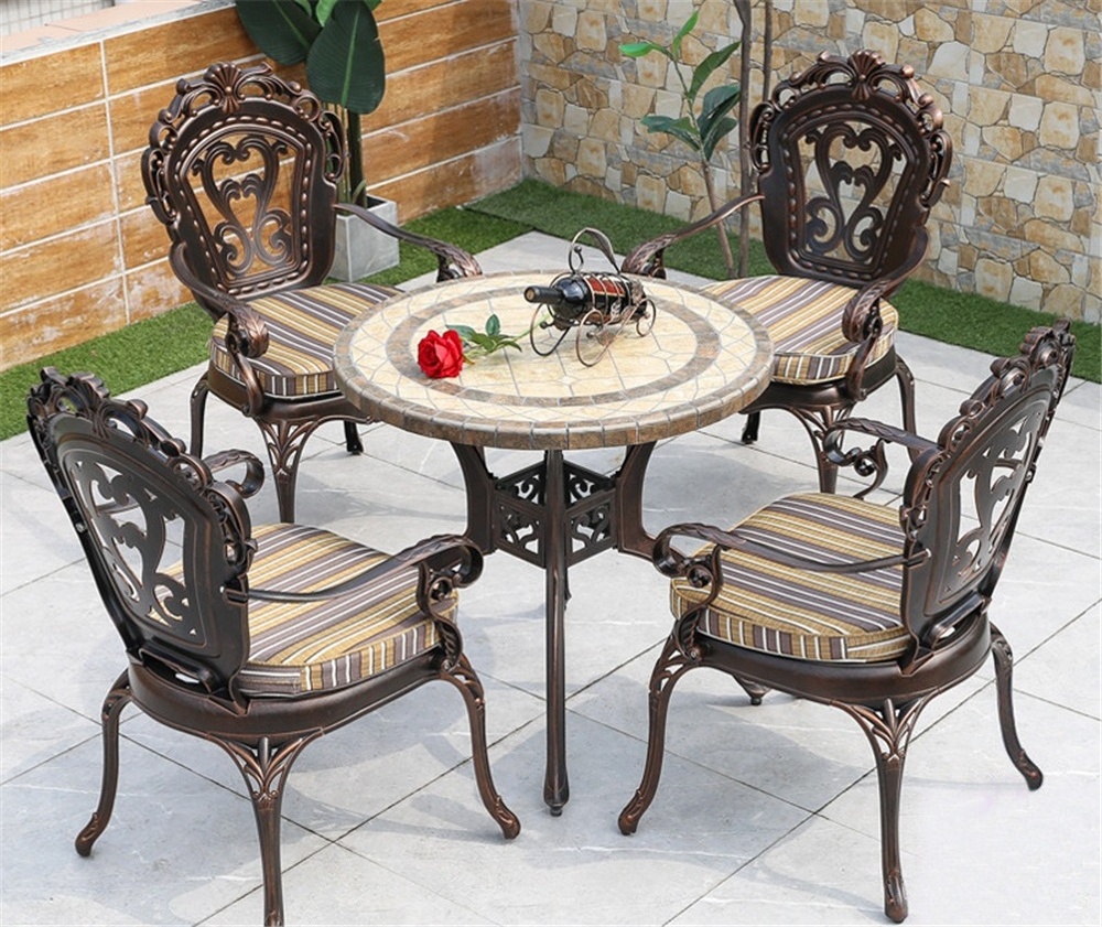 Aluminum Metal Bistro Sets Patio Chair Set Furniture Cast Antique Outdoor Garden Patio Table