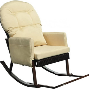 All Weather Porch Deck Chair Outdoor Glider Patio Armchair Lounge Chair Outdoor Rocking Chair with Foot Rest