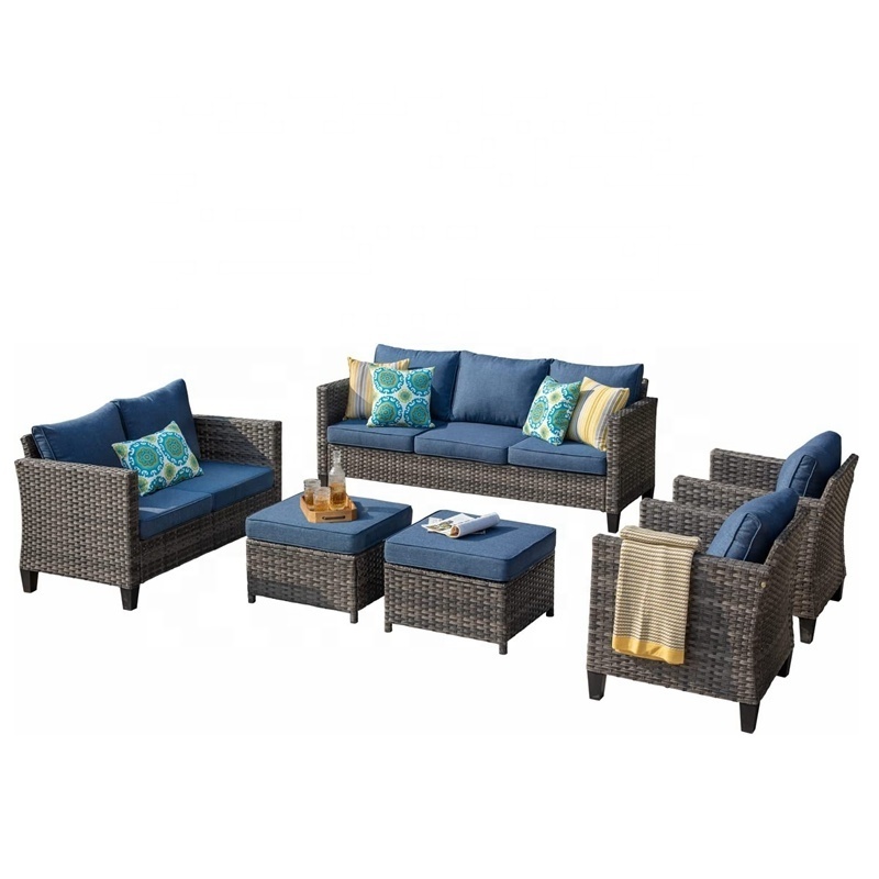 Patio Furniture Outdoor Furniture Sets with Loveseat All Weather Garden Patio Sofa Modern Wicker Patio Furniture Sectional Sofa