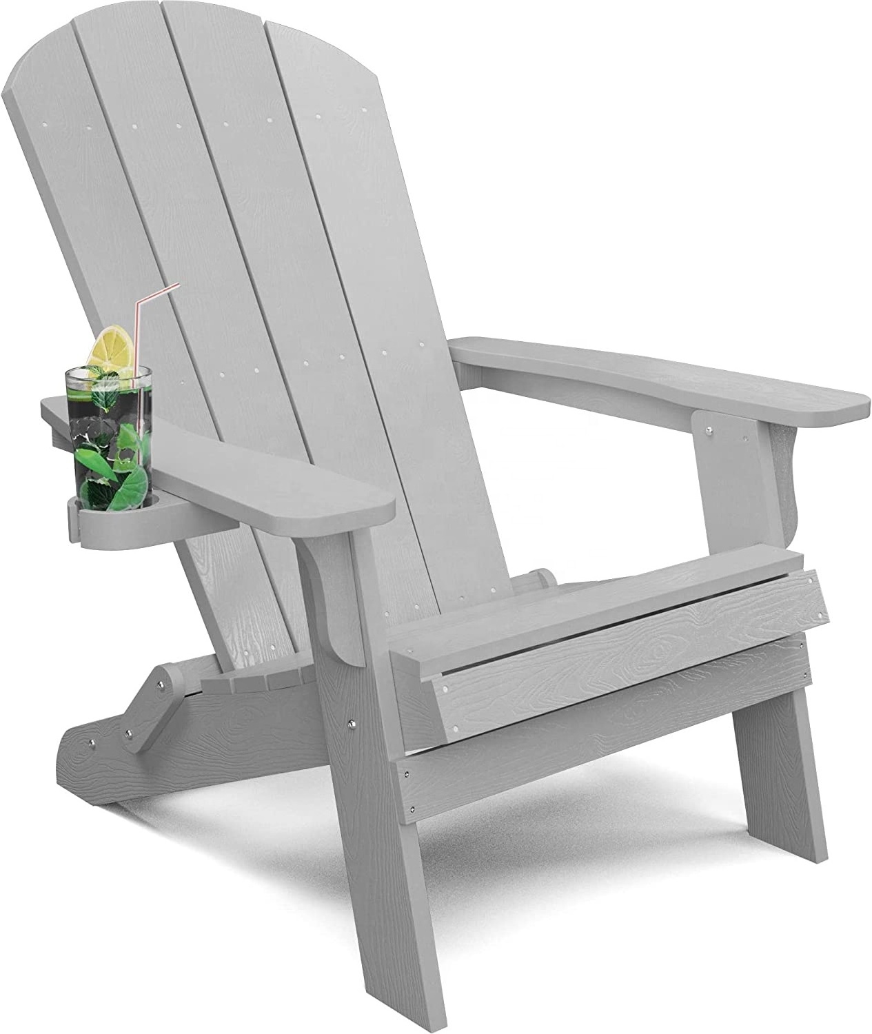 Outdoor Folding Adirondack Chair with cup holder Lawn Chair with Weather Resistant Outdoor Adirondack Folding Chair