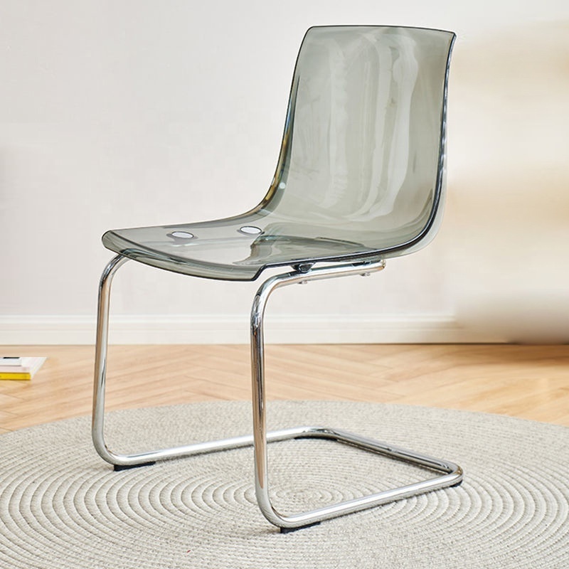 Modern Acrylic Transparent Clear Dining Chair Stainless Steel Frame Plastic Dining Chair Mid Century Victoria Chair