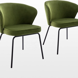 Modern Dining Mid Century Velvet Accent Chairs Upholstered Desk Chairs with Metal Legs Chairs