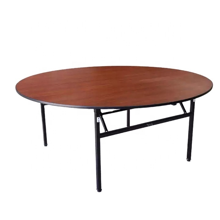 PVC Folding Dinner Round Table for 10 people banquet plywood table Restaurant Wedding Round Dining Banquet Folding Table