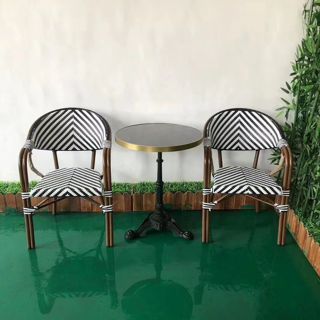 Outdoor Patio Furniture French Style Rattan Chair Paris Cafe Parisian Bistro Chairs and Tables