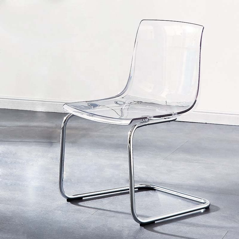 Modern Acrylic Transparent Clear Dining Chair Stainless Steel Frame Plastic Dining Chair Mid Century Victoria Chair