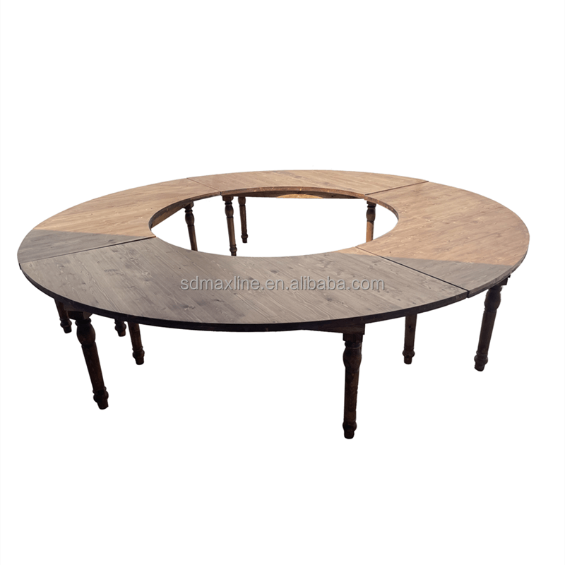 Wholesale China Rustic Wood Natural Wooden Serpentine Farmhouse Tables