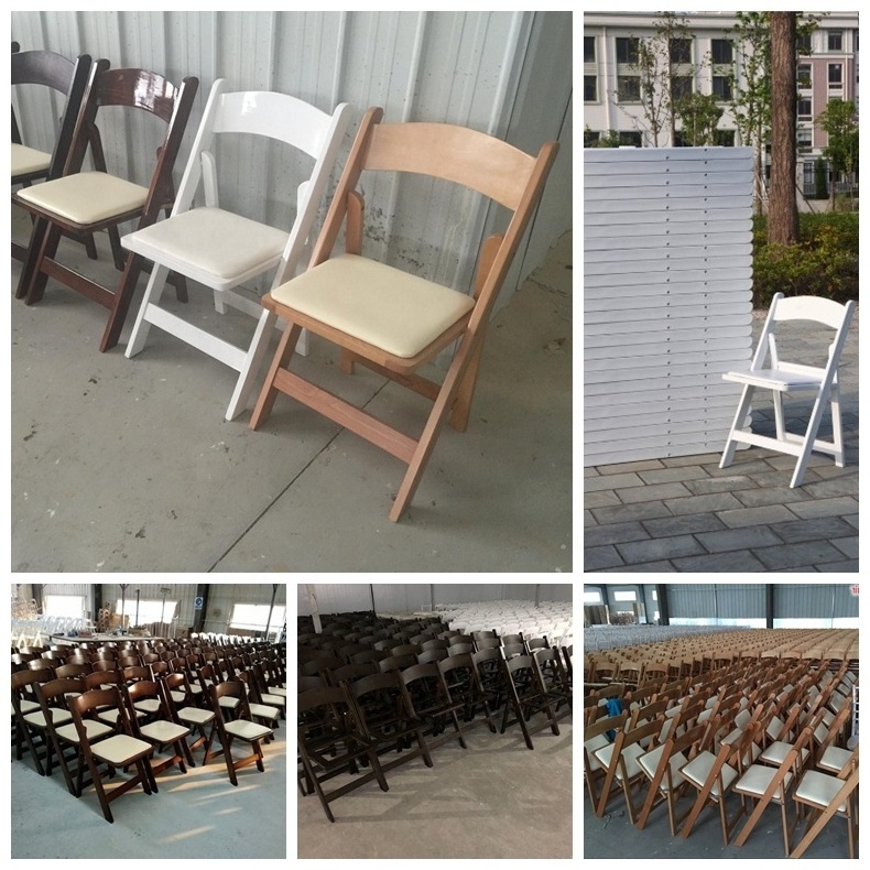 Wimbledon White Outdoor Folding Chair America Seat Padded Brown Wood Resin Folding Chair For Event And Weddings Rental