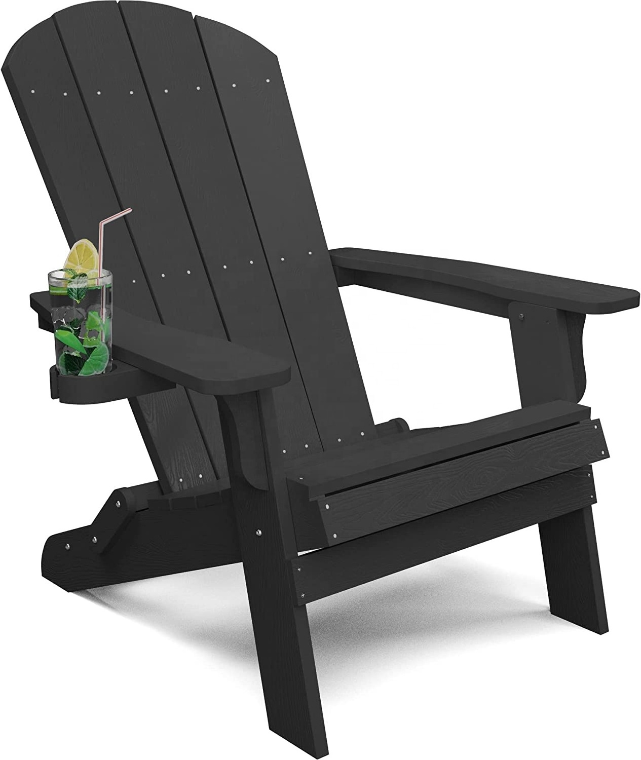 Outdoor Folding Adirondack Chair with cup holder Lawn Chair with Weather Resistant Outdoor Adirondack Folding Chair